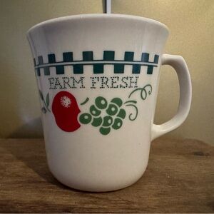 Corning Ware Farm Fresh Ceramic Mug - White with Red and Green Design